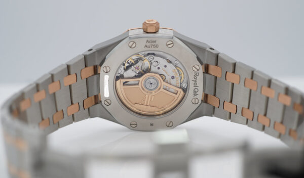 BRAND NEW Audemars PIGUET ROYAL OAK 77450SR PINK GOLD STEEL WHITE DIAL 34MM 2023 - Image 9