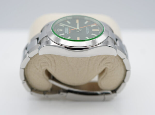 Rolex 116400GV MILGAUSS GREEN CRYSTAL BLACK DIAL 2021 WARRANTY FULL SET - Image 4