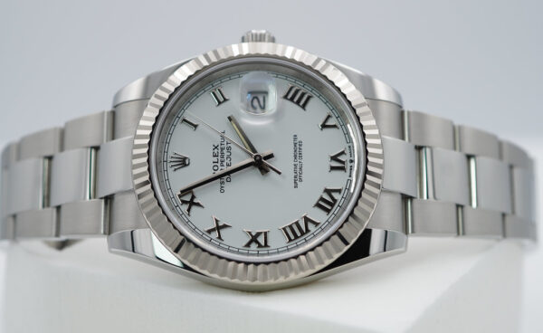 Rolex 126334 DATEJUST 41 FLUTED BEZEL WHITE ROMAN DIAL OYSTER 2021 FULL SET - Image 10