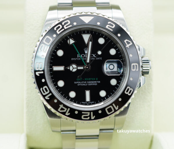 Rolex 116710LN GMT MASTER II STEEL BLACK CERAMIC BEZEL RSC SERVICED FULL SET