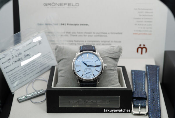 Gronefeld PRINCIPIA 1941 AUTOMATIC LIGHT BLUE DIAL STAINLESS STEEL COMPLETE SET - Image 2