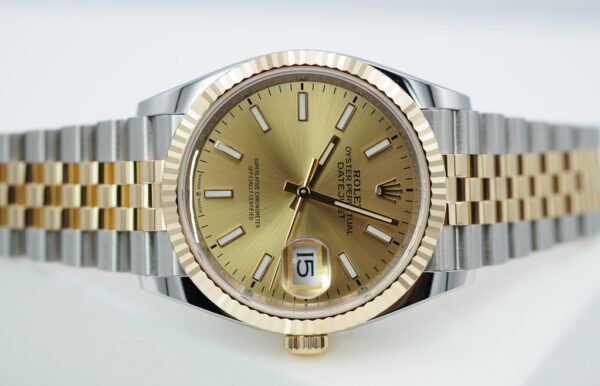 Rolex 126233 DATEJUST 36 YELLOW GOLD STEEL CHAMPAGNE DIAL JUBILEE BAND 2023 - Image 9