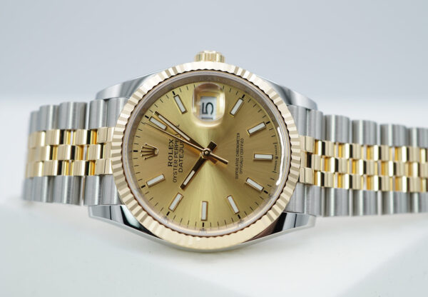 Rolex 126233 DATEJUST 36 YELLOW GOLD STEEL CHAMPAGNE DIAL JUBILEE BAND 2023 - Image 10
