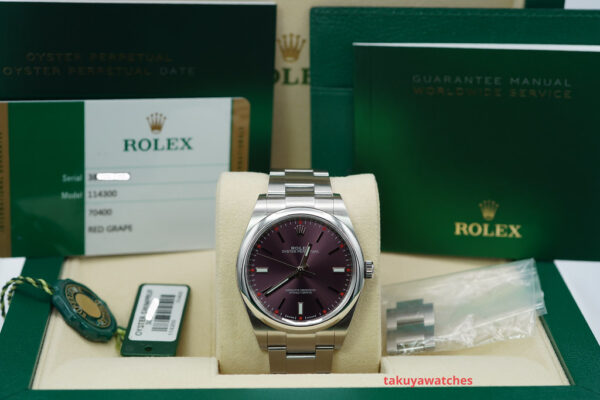 Rolex 114300 OYSTER PERPETUAL RED GRAPE DIAL 39MM COMPLETE SET - Image 2