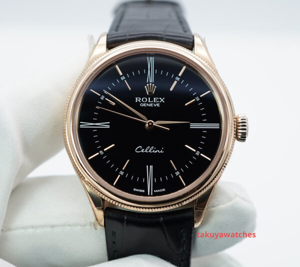 MINT Rolex 50505 CELLINI TIME 18K EVEROSE GOLD BLACK DIAL 2021 WARRANTY FULL SET