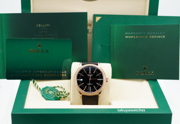 MINT Rolex 50505 CELLINI TIME 18K EVEROSE GOLD BLACK DIAL 2021 WARRANTY FULL SET - Image 2