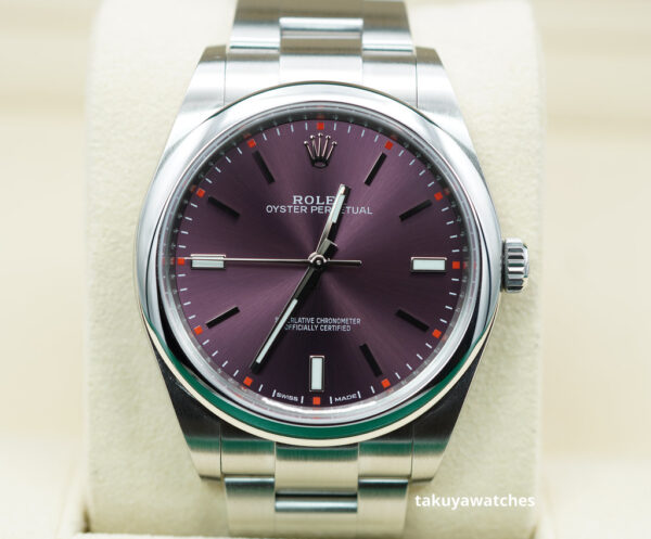 Rolex 114300 OYSTER PERPETUAL RED GRAPE DIAL 39MM COMPLETE SET