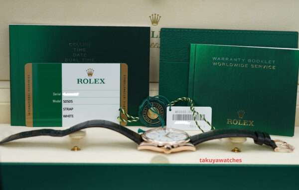 Rolex 50505 CELLINI TIME 18K EVEROSE GOLD WHITE DIAL COMPLETE SET - Image 2