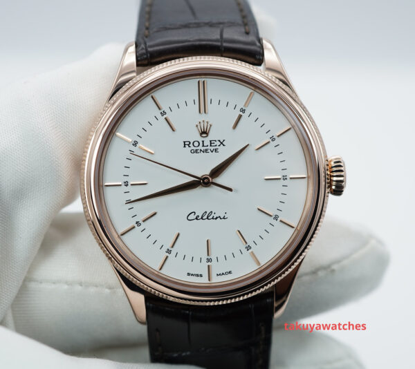 Rolex 50505 CELLINI TIME 18K EVEROSE GOLD WHITE DIAL COMPLETE SET