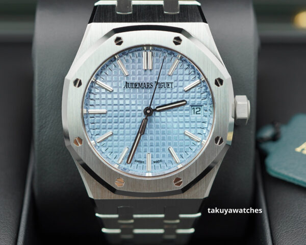 BRAND NEW Audemars PIGUET ROYAL OAK 15550ST ICE BLUE DIAL 37MM 2023 COMPLETE SET