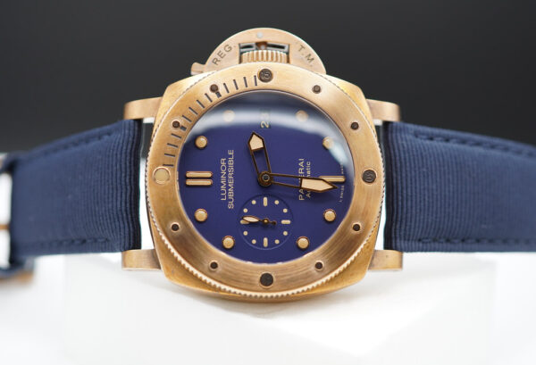 PANERAI PAM 671 LUMINOR 1950 SUBMERSIBLE BRONZO BLUE DIAL 47MM LIMITED EDITION FULL SET - Image 10