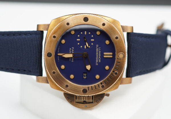 PANERAI PAM 671 LUMINOR 1950 SUBMERSIBLE BRONZO BLUE DIAL 47MM LIMITED EDITION FULL SET - Image 9