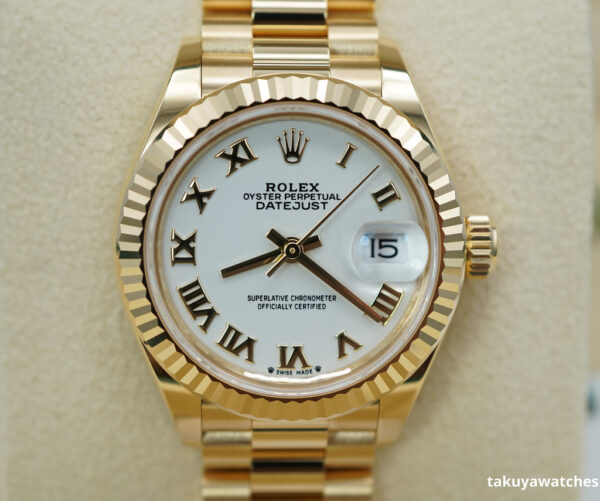 BRAND NEW Rolex 279178 LADY DATEJUST YELLOW GOLD WHITE DIAL PRESIDENT 2023 FULL SET