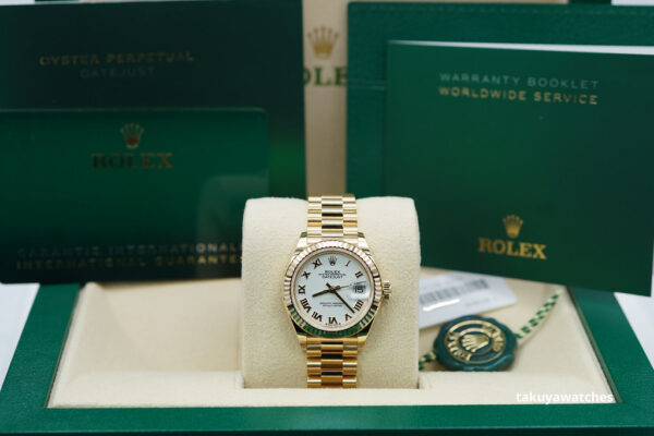 BRAND NEW Rolex 279178 LADY DATEJUST YELLOW GOLD WHITE DIAL PRESIDENT 2023 FULL SET - Image 2