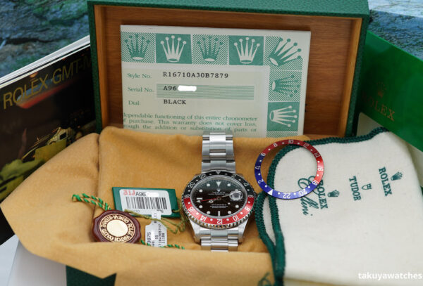 Rolex 16710 GMT MASTER II COKE SERIF FAT FONT BEZEL EXTRA PEPSI INSERT FULL SET - Image 2