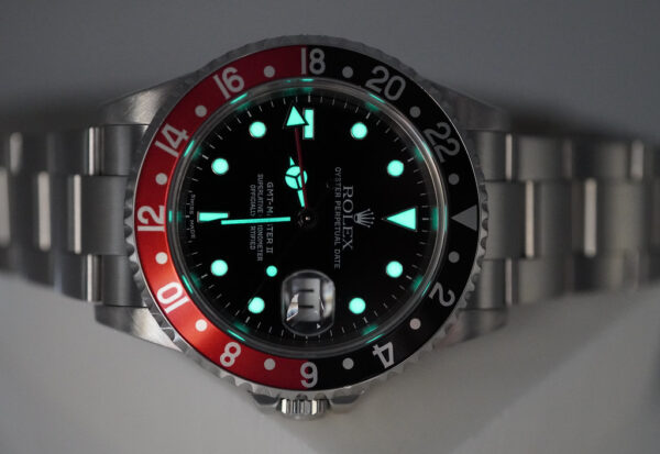 Rolex 16710 GMT MASTER II COKE SERIF FAT FONT BEZEL EXTRA PEPSI INSERT FULL SET - Image 11