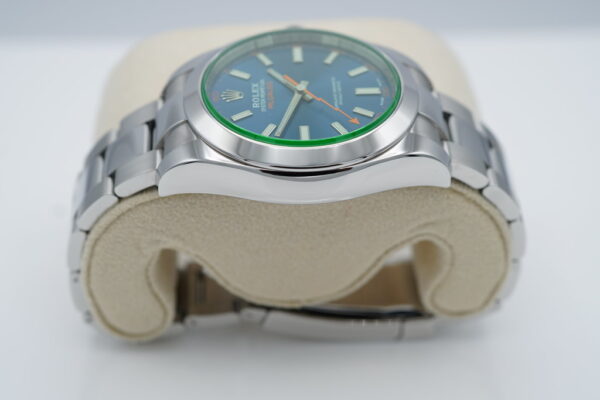 Rolex 116400GV MILGAUSS GREEN CRYSTAL Z BLUE DIAL 2022 WARRANTY SET - Image 4