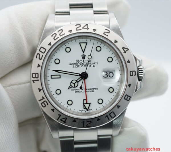 Rolex 16570 EXPLORER II 40MM POLAR WHITE DIAL LUG HOLES P SERIAL BOX PAPER