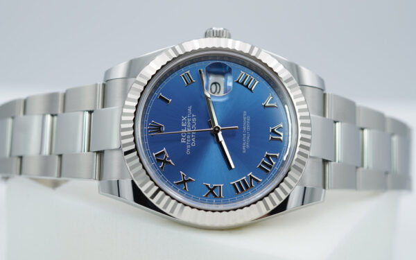 Rolex 126334 DATEJUST 41 FLUTED BEZEL AZZURRO BLUE ROMAN DIAL 2022 FULL SET - Image 10