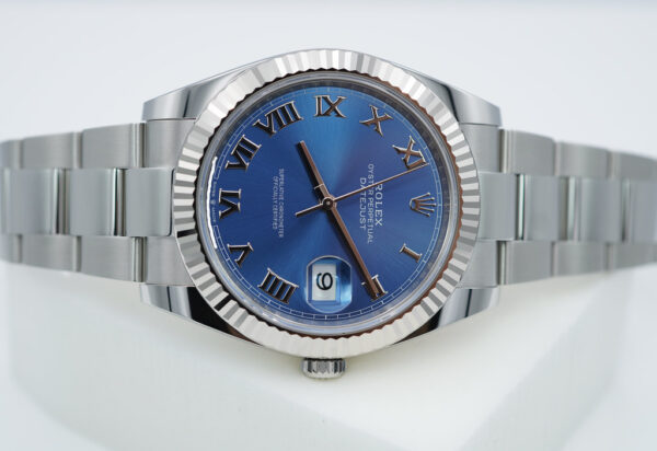 Rolex 126334 DATEJUST 41 FLUTED BEZEL AZZURRO BLUE ROMAN DIAL 2022 FULL SET - Image 9