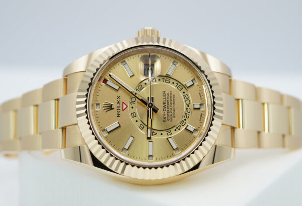 Rolex 326938 SKY-DWELLER 18K YELLOW GOLD CHAMPAGNE STICK DIAL 2023 FULL SET - Image 10