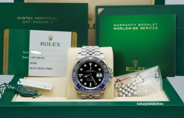 Rolex 126710BLNR GMT MASTER II BLACK BLUE BEZEL JUBILEE BAND WARRANTY FULL SET - Image 2