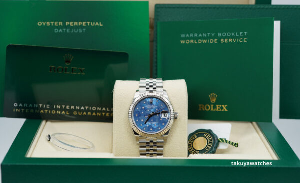 BRAND NEW Rolex 278274 DATEJUST 31 AZZURRO BLUE FLORAL MOTIF DIAMOND DIAL COMPLETE SET - Image 2