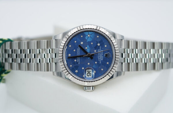 BRAND NEW Rolex 278274 DATEJUST 31 AZZURRO BLUE FLORAL MOTIF DIAMOND DIAL COMPLETE SET - Image 9