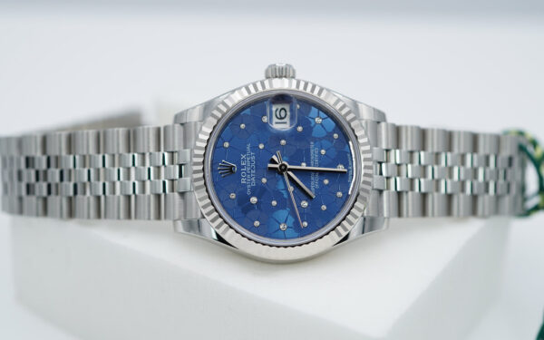 BRAND NEW Rolex 278274 DATEJUST 31 AZZURRO BLUE FLORAL MOTIF DIAMOND DIAL COMPLETE SET - Image 10
