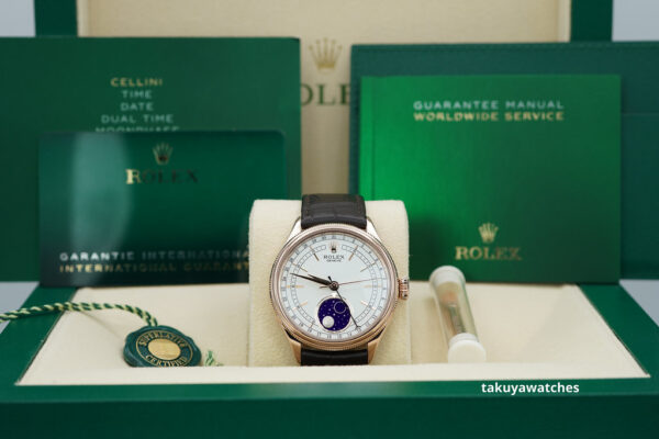Rolex 50535 CELLINI MOONPHASE EVEROSE GOLD 39MM 2021 WARRANTY FULL SET - Image 2