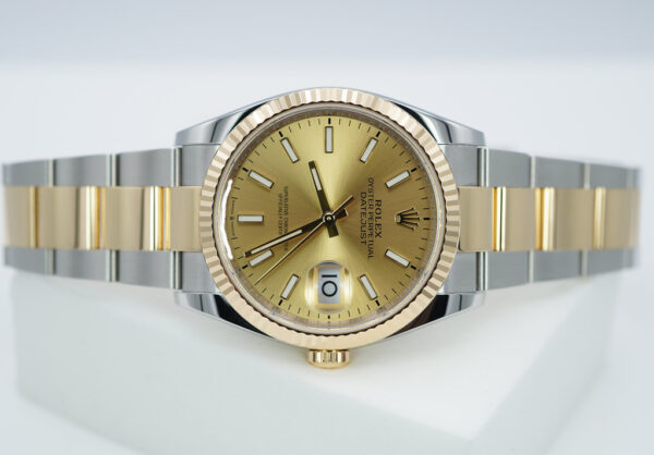 Rolex 126233 DATEJUST 36 YELLOW GOLD STEEL CHAMPAGNE DIAL OYSTER BAND 2023 FULL SET - Image 9