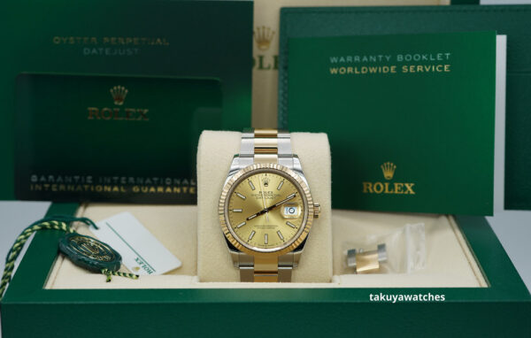 Rolex 126233 DATEJUST 36 YELLOW GOLD STEEL CHAMPAGNE DIAL OYSTER BAND 2023 FULL SET - Image 2