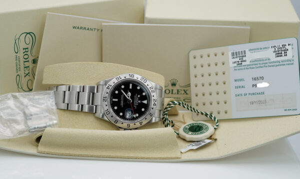 Rolex 16570 EXPLORER II 40MM BLACK DIAL LUG HOLES P SERIAL WARRANTY - Image 2