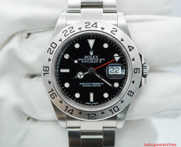 Rolex 16570 EXPLORER II 40MM BLACK DIAL LUG HOLES P SERIAL WARRANTY