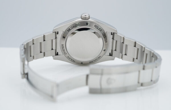 Rolex 116400GV MILGAUSS GREEN CRYSTAL Z BLUE DIAL 2021 WARRANTY FULL SET - Image 8