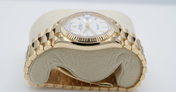 Rolex 128238 DAY DATE 36 YELLOW GOLD WHITE INDEX DIAL 2023 WARRANTY FULL SET - Image 4