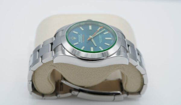 Rolex 116400GV MILGAUSS GREEN CRYSTAL Z BLUE DIAL 2021 WARRANTY FULL SET - Image 4