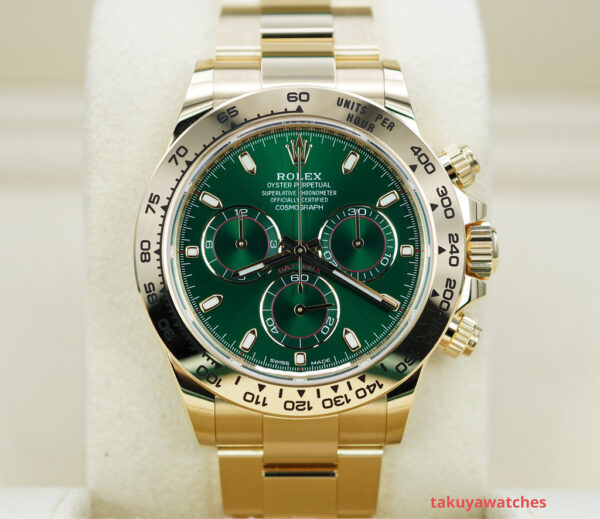 Rolex 116508 DAYTONA 18K YELLOW GOLD GREEN DIAL JOHN MAYER 2022 COMPLETE SET