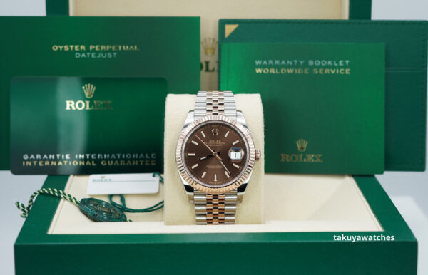 Rolex 126331 DATEJUST 41 18K ROSE GOLD STEEL CHOCOLATE DIAL JUBILEE BAND FULL SET - Image 2