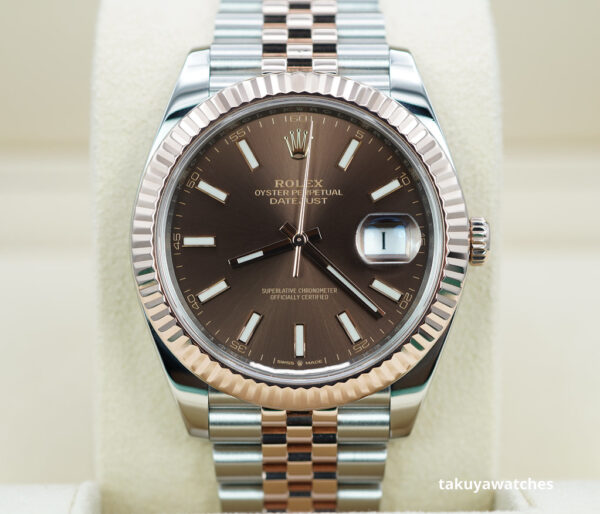 Rolex 126331 DATEJUST 41 18K ROSE GOLD STEEL CHOCOLATE DIAL JUBILEE BAND FULL SET