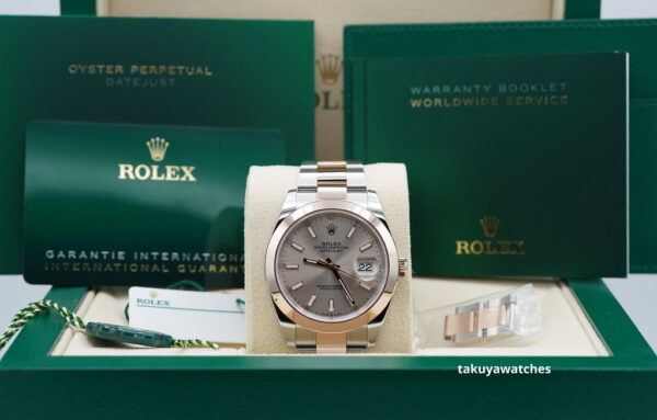Rolex 126301 DATEJUST 41 ROSE GOLD STEEL SUNDUST DIAL 2023 WARRANTY FULL SET - Image 2