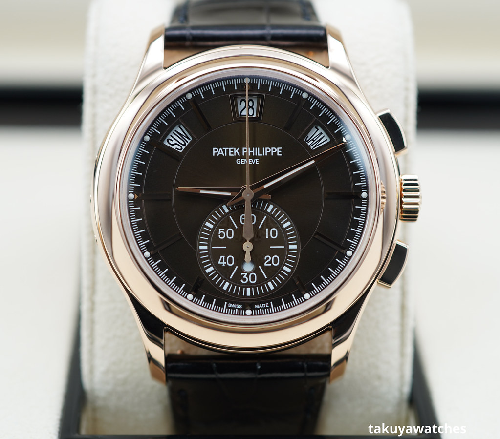 Patek PHILIPPE 5905R ROSE GOLD ANNUAL CALENDAR CHRONOGRAPH BROWN DIAL ...