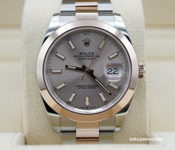 Rolex 126301 DATEJUST 41 ROSE GOLD STEEL SUNDUST DIAL 2023 WARRANTY FULL SET