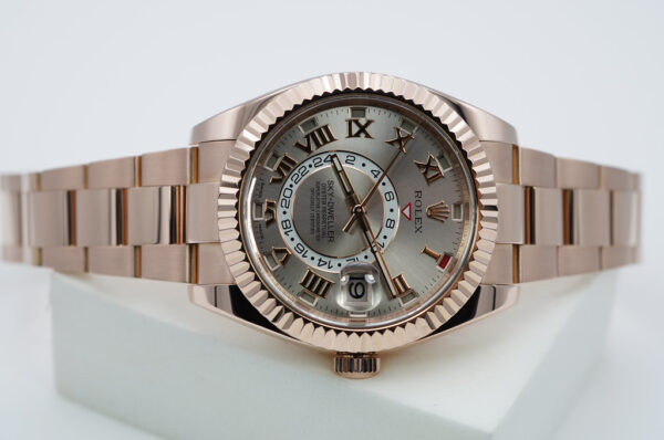 Rolex 326935 SKY-DWELLER 18K ROSE GOLD SUNDUST ROMAN DIAL 2015 BOX PAPERS - Image 9