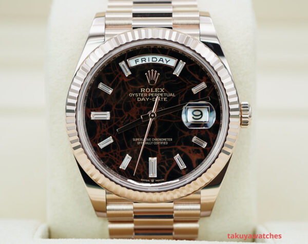 Rolex 228235 DAY DATE 40 ROSE GOLD EISENKIESEL BAGUETTE DIAMOND DIAL 2022 FULL SET