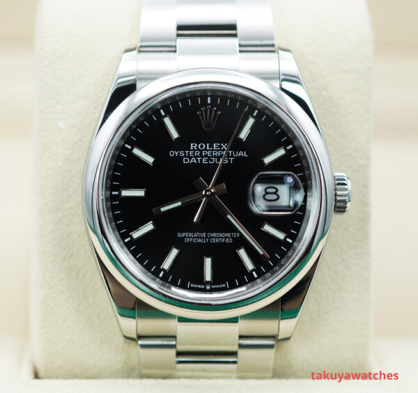 Rolex 126200 DATEJUST 36 BLACK STICKS DIAL OYSTER BAND 2020 WARRANTY FULL SET