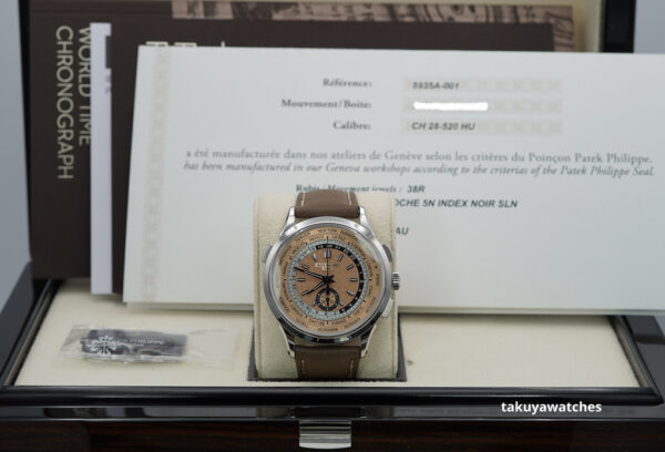 Patek PHILIPPE 5935A STAINLESS STEEL WORLD TIME CHRONOGRAPH SALMON DIAL 2023 FULL SET - Image 2