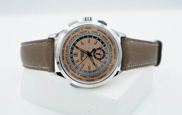 Patek PHILIPPE 5935A STAINLESS STEEL WORLD TIME CHRONOGRAPH SALMON DIAL 2023 FULL SET - Image 11
