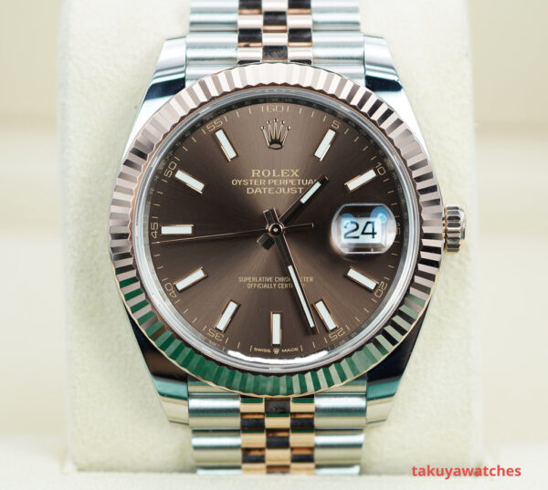 Rolex 126331 DATEJUST 41 ROSE GOLD STEEL CHOCOLATE DIAL JUBILEE 2021 FULL SET