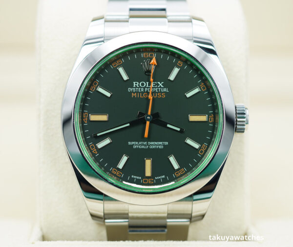 Rolex 116400GV MILGAUSS GREEN CRYSTAL BLACK DIAL 2019 FULL SET